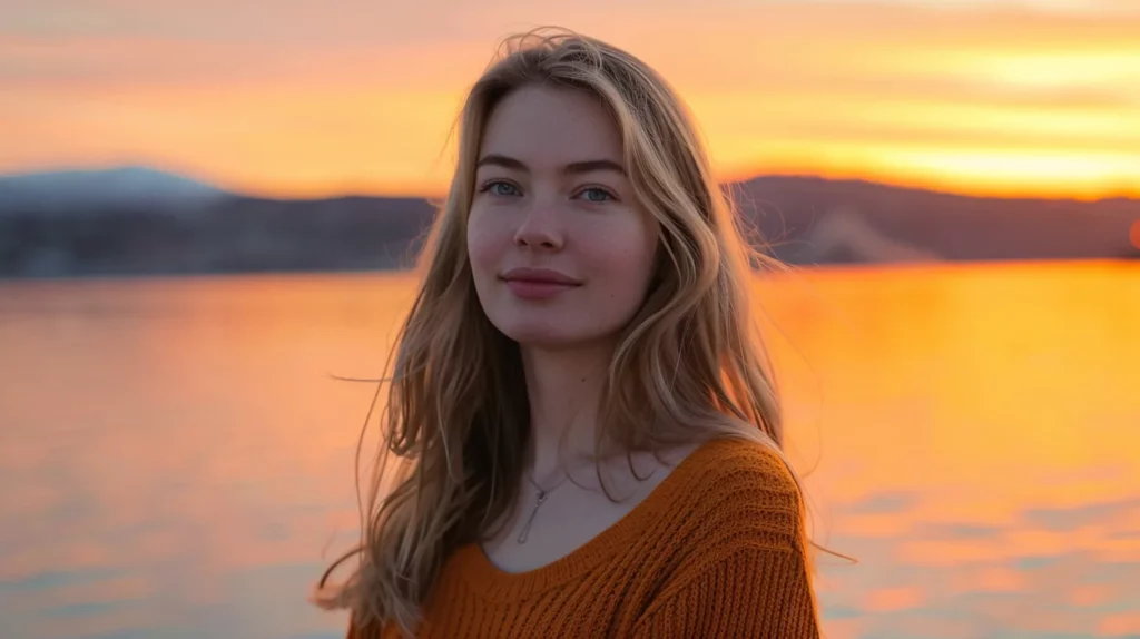 a breathtaking sunset casts vibrant hues of orange and pink across a tranquil lake, framed by majestic mountains reflecting in the calm waters below.