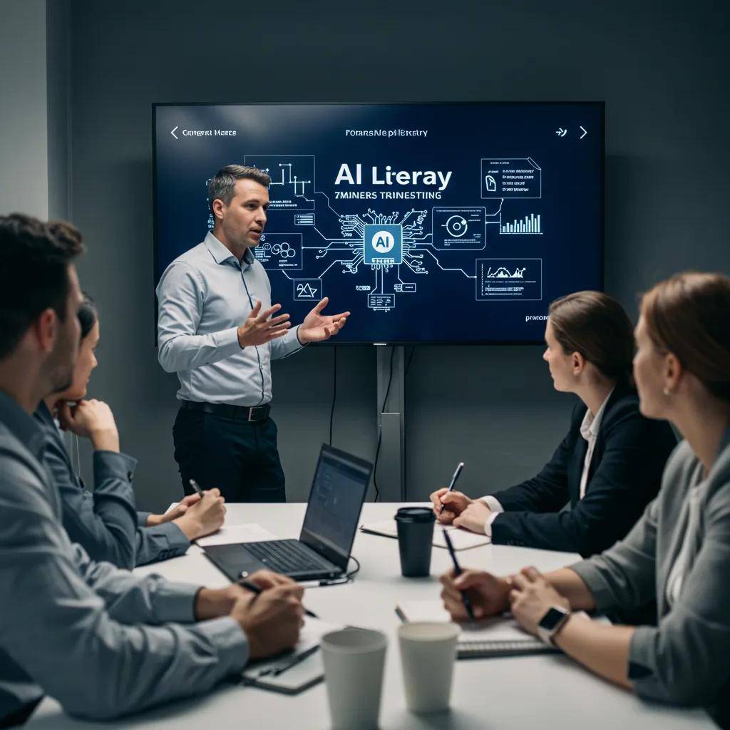 Employee participating in an AI literacy training session to enhance skills