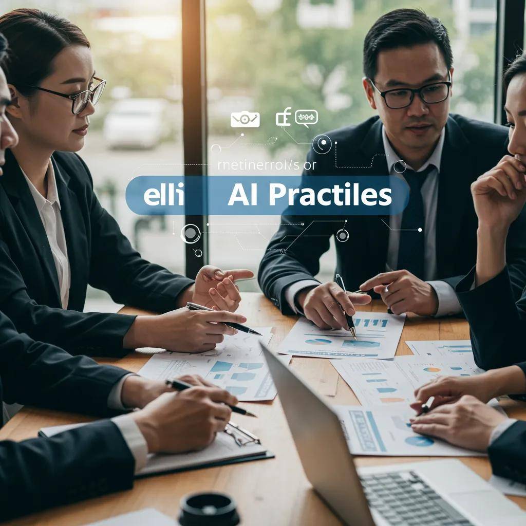 Business professionals discussing ethical AI practices in a meeting setting