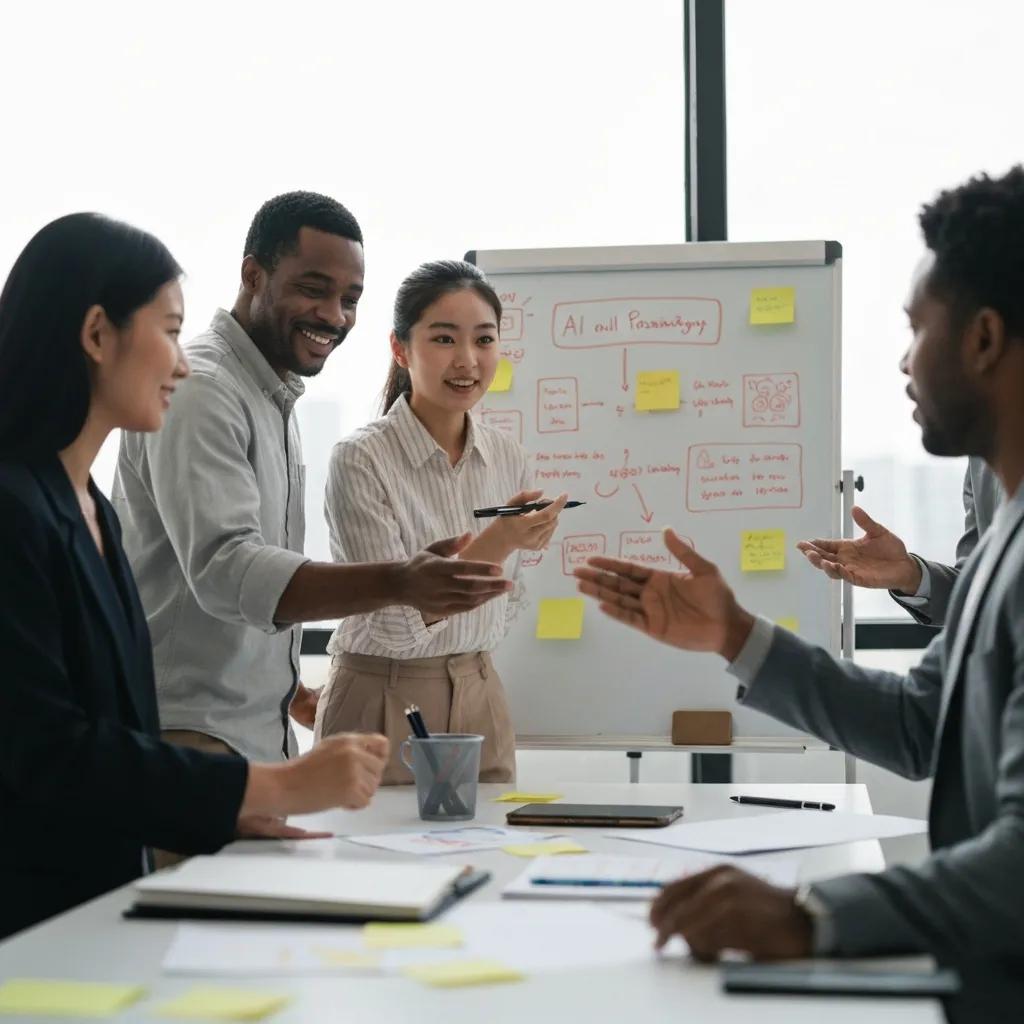 Business team strategizing AI adoption for competitive advantage