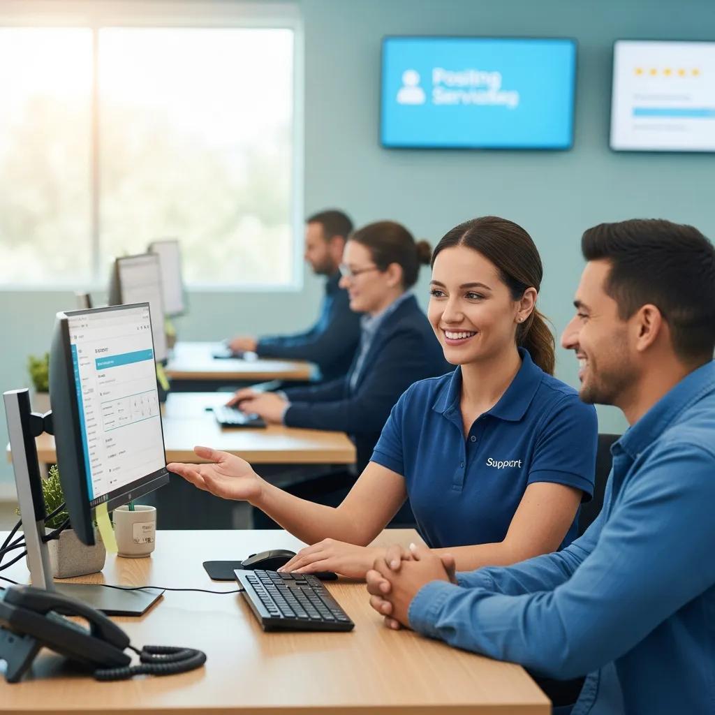 The "Inbox Shield": How We Used AI to Cut Support Ticket Resolution by 40% 2 Customer and support agent interaction showcasing satisfaction and well-being