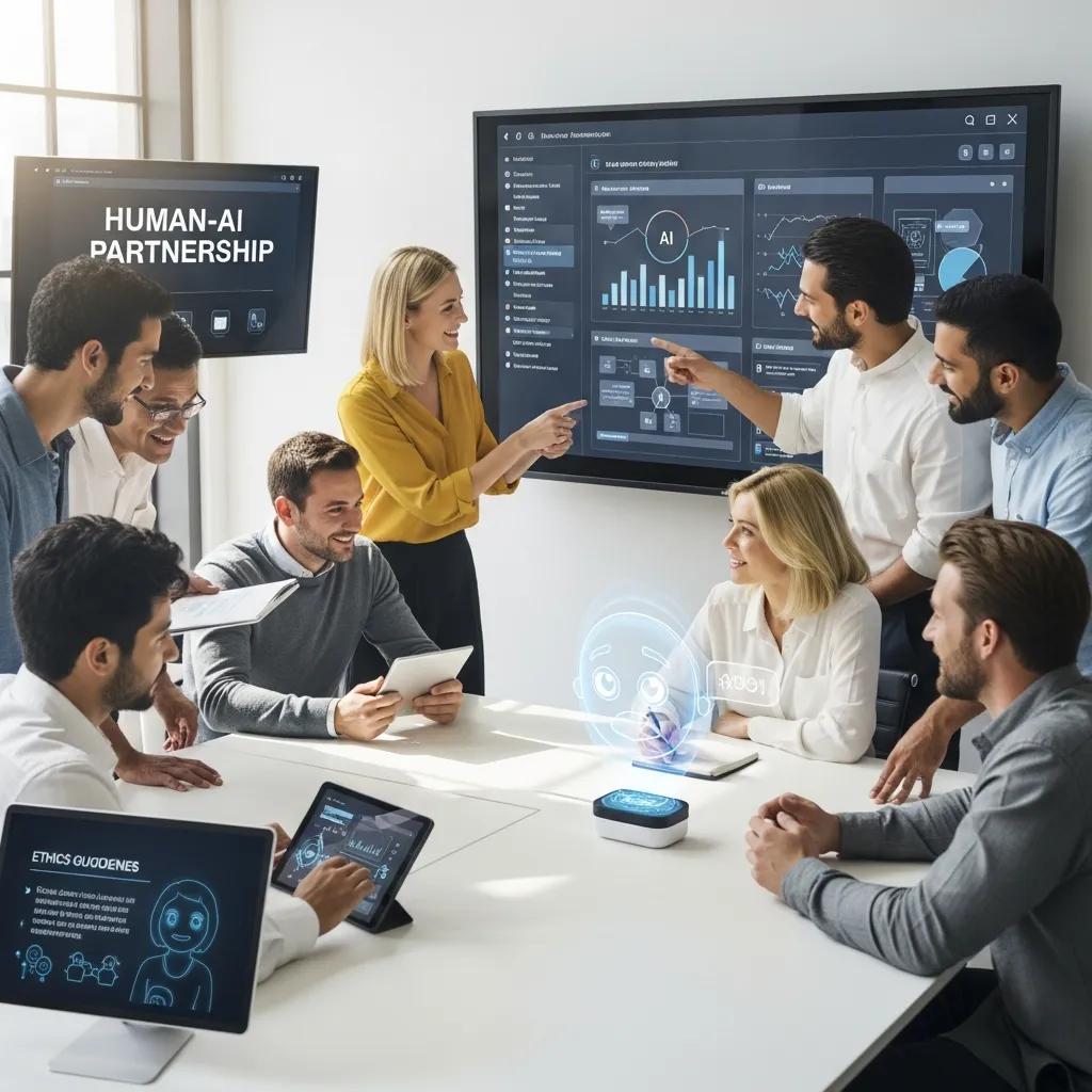 The $5,000 vs. $50,000 Question: Why SMBs Don’t Need "Big 4" Consultants 2 Employees collaborating with AI technology in a human-centric workspace