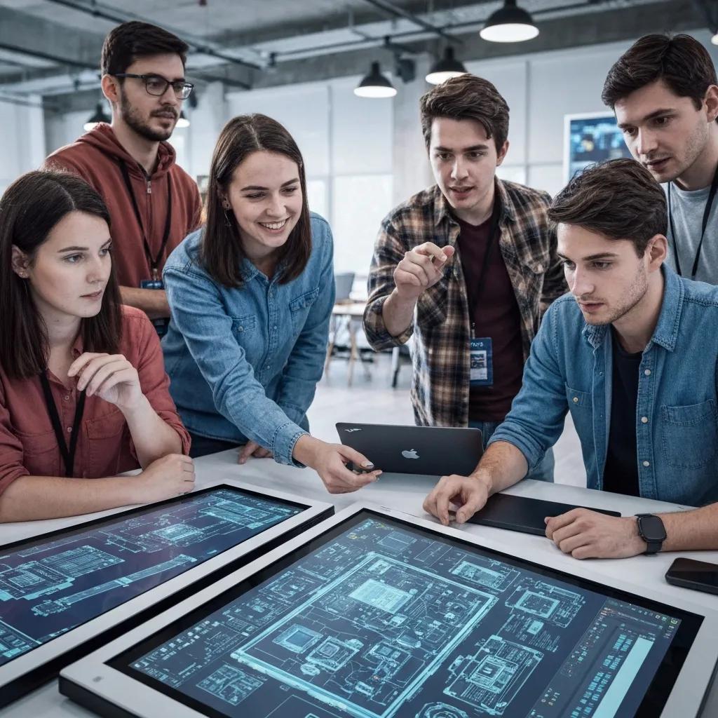 Employees engaged in hands-on AI training session