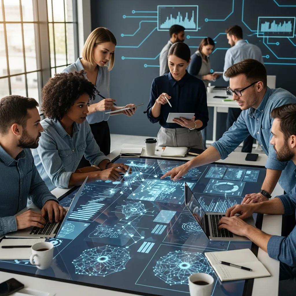 Accelerate AI Success: Rapid Implementation in 10 Days 1 Stressed professional experiencing decision fatigue with cluttered workspace