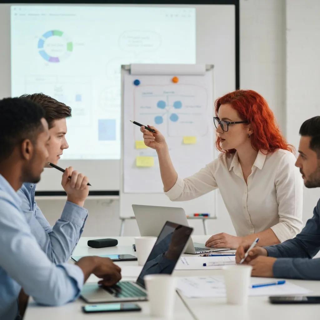 Team meeting focused on overcoming AI resistance and building trust among employees