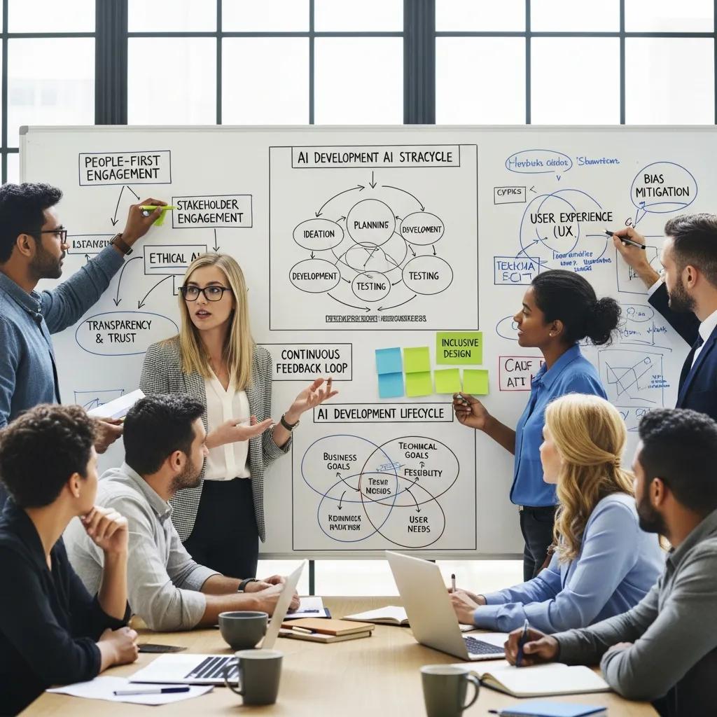 Team brainstorming AI project ideas in a collaborative environment