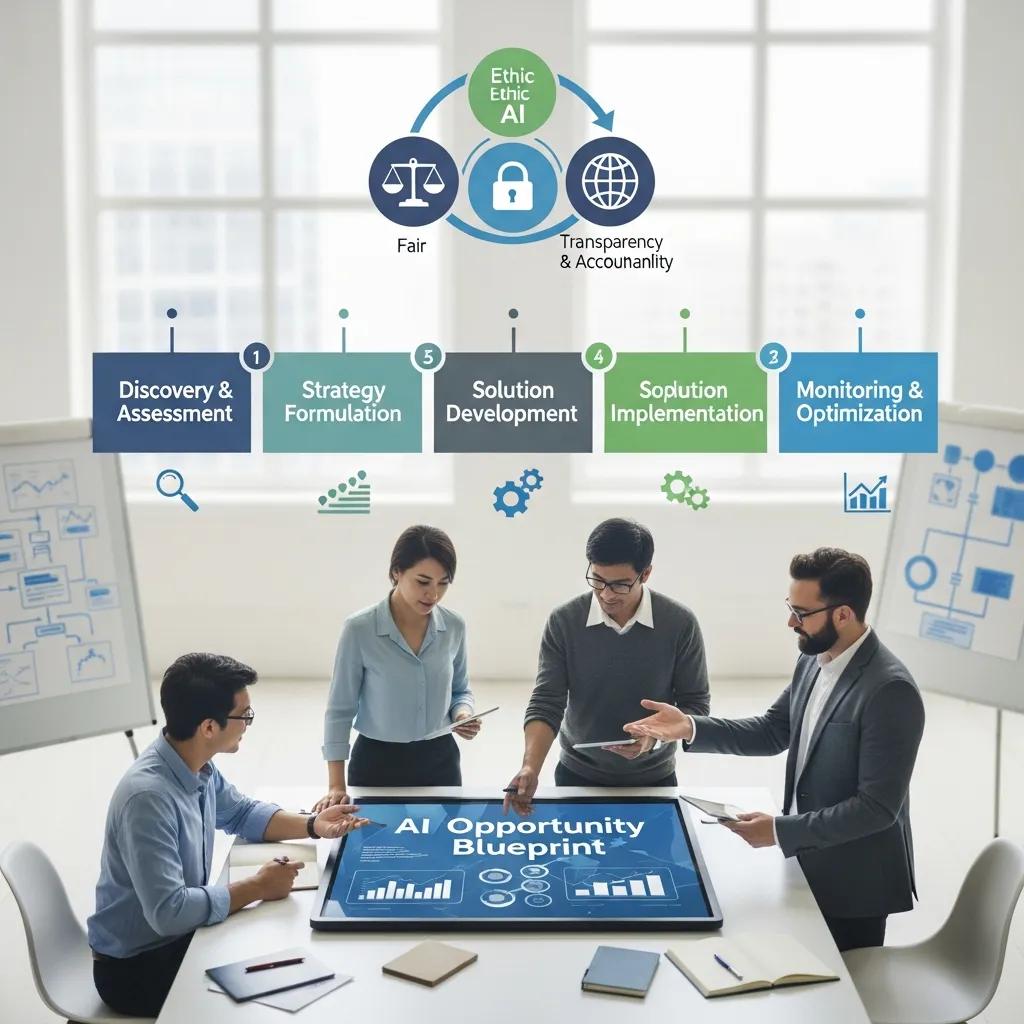 Visual representation of the AI Opportunity Blueprint process highlighting ethical AI solutions