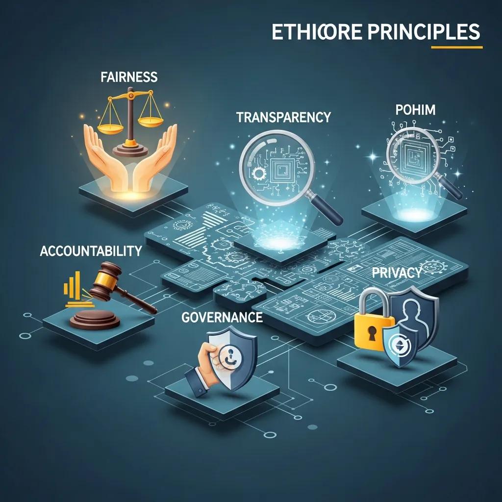 Visual representation of the five core principles of ethical AI implementation
