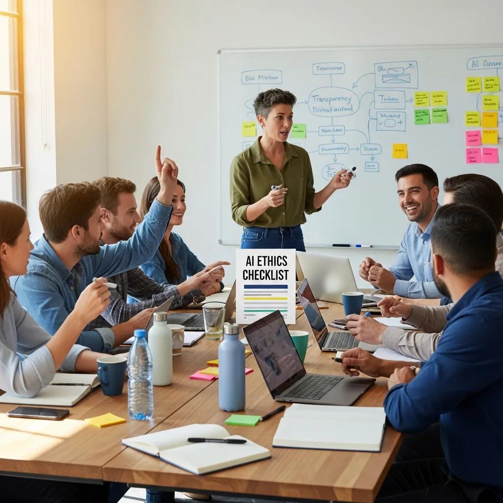 Workshop on human-centric AI implementation with engaged participants discussing ethical considerations