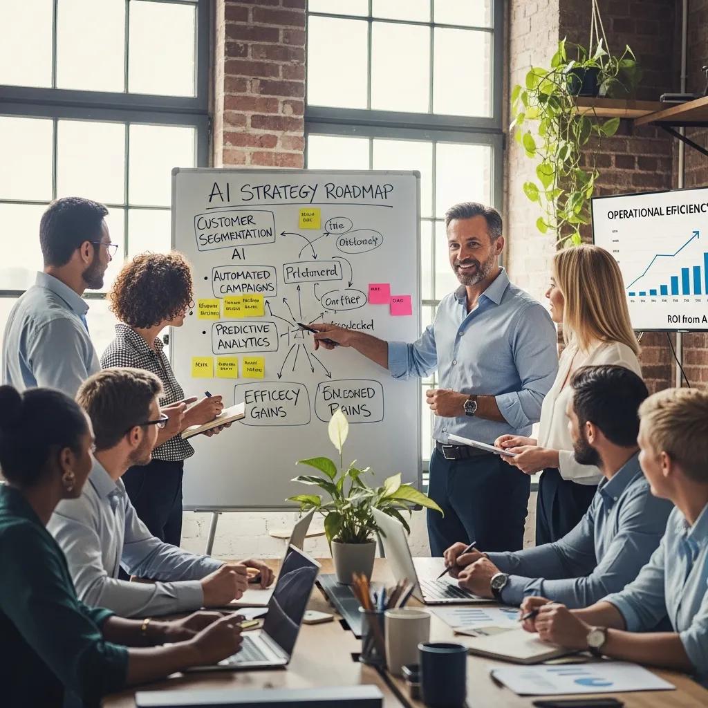 Fractional CAIO collaborating with a small business team on AI strategy