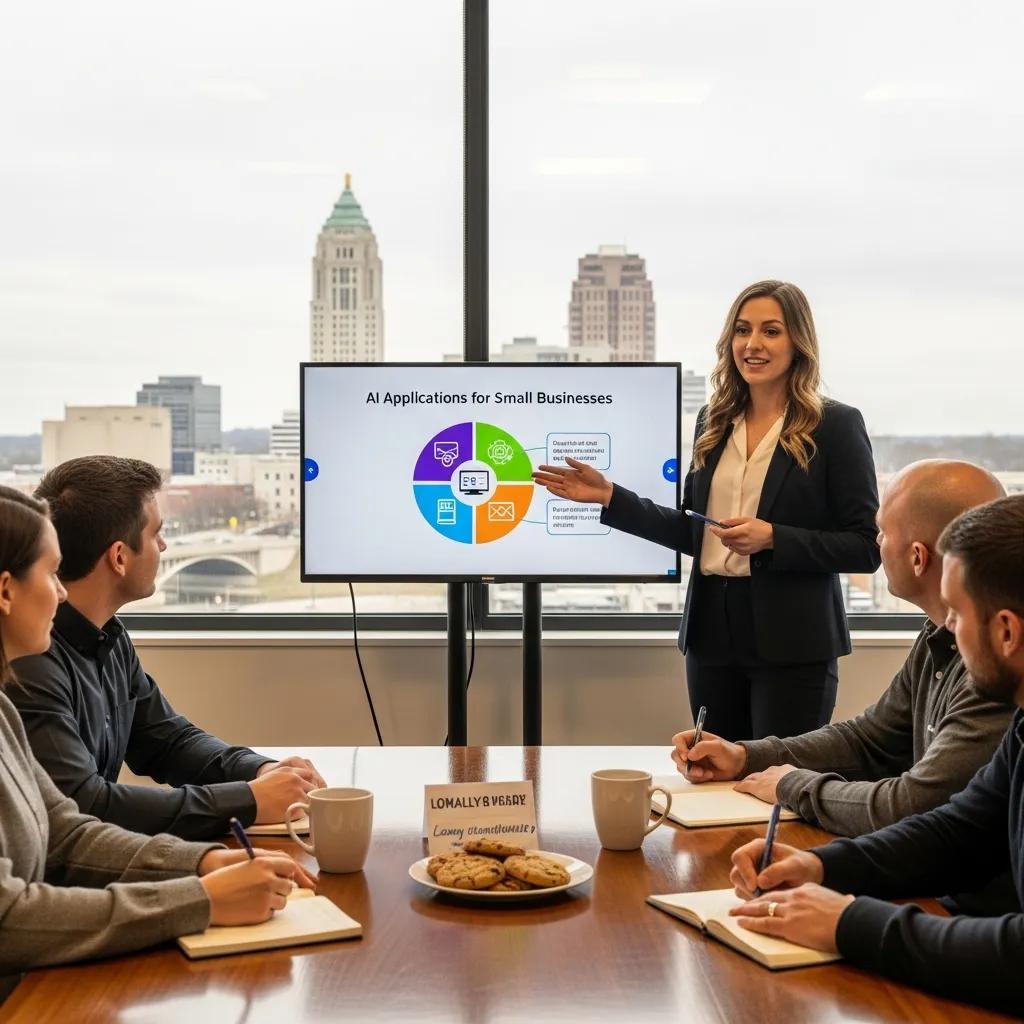 Local fractional AI officer leading a workshop with a small business team