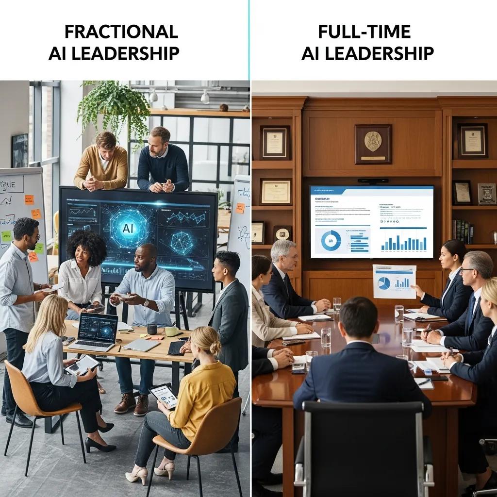 Comparison of fractional and full-time AI leadership in different work environments