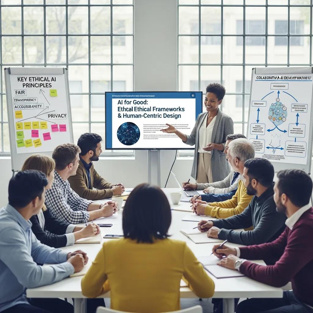 Employees participating in a training session on ethical AI adoption principles