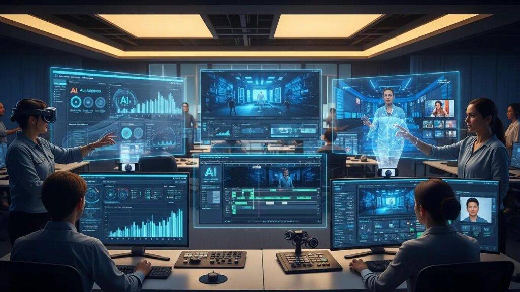 AI agents optimizing media workflows with advanced technology and data analysis