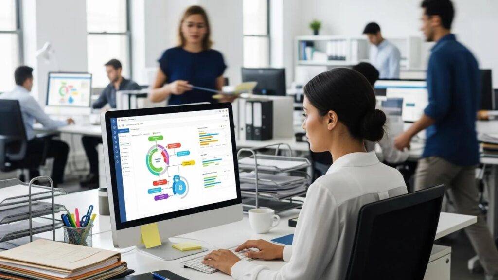 Employee efficiently using AI tools to streamline business processes