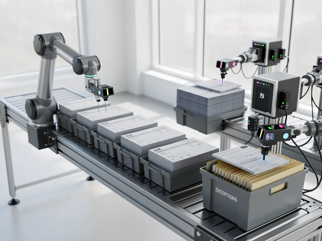 Split-screen comparison of rigid RPA script versus a reasoning AI agent handling an invoice exception